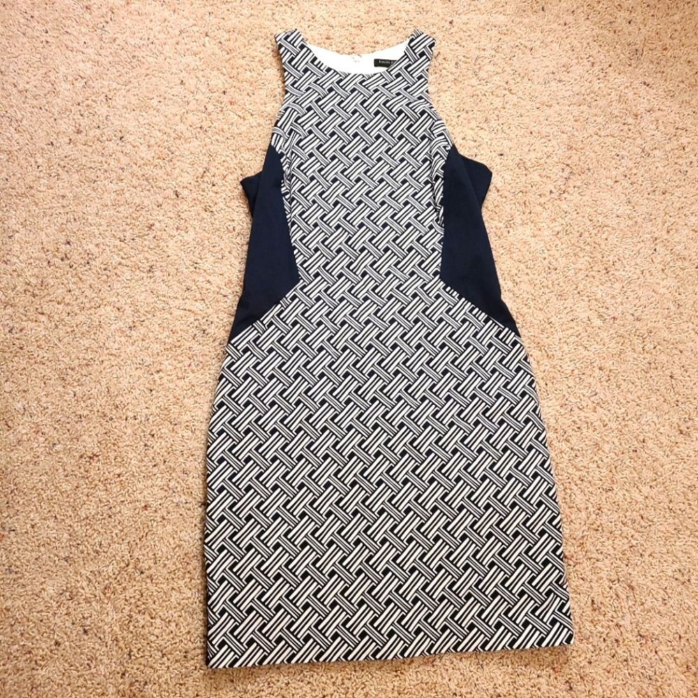 Banana Republic Sleeveless Navy Geometric Print Dress
